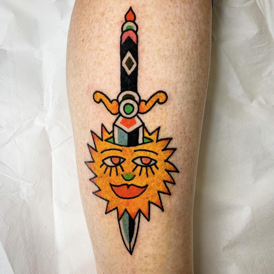 Color sun and sword